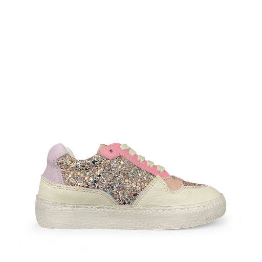 Kids shoe online Ocra trainer Glitter sneaker with pink accent