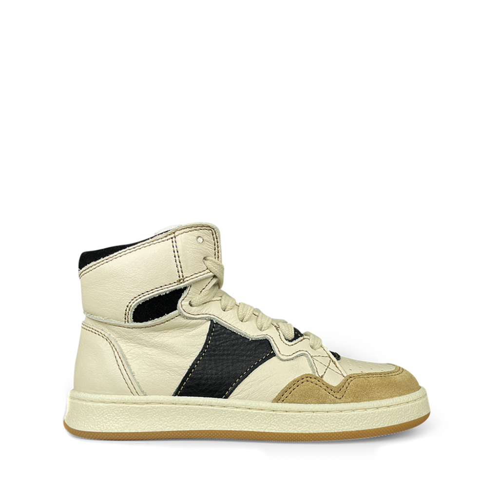 Ocra - Mid-height white sneaker with black accent
