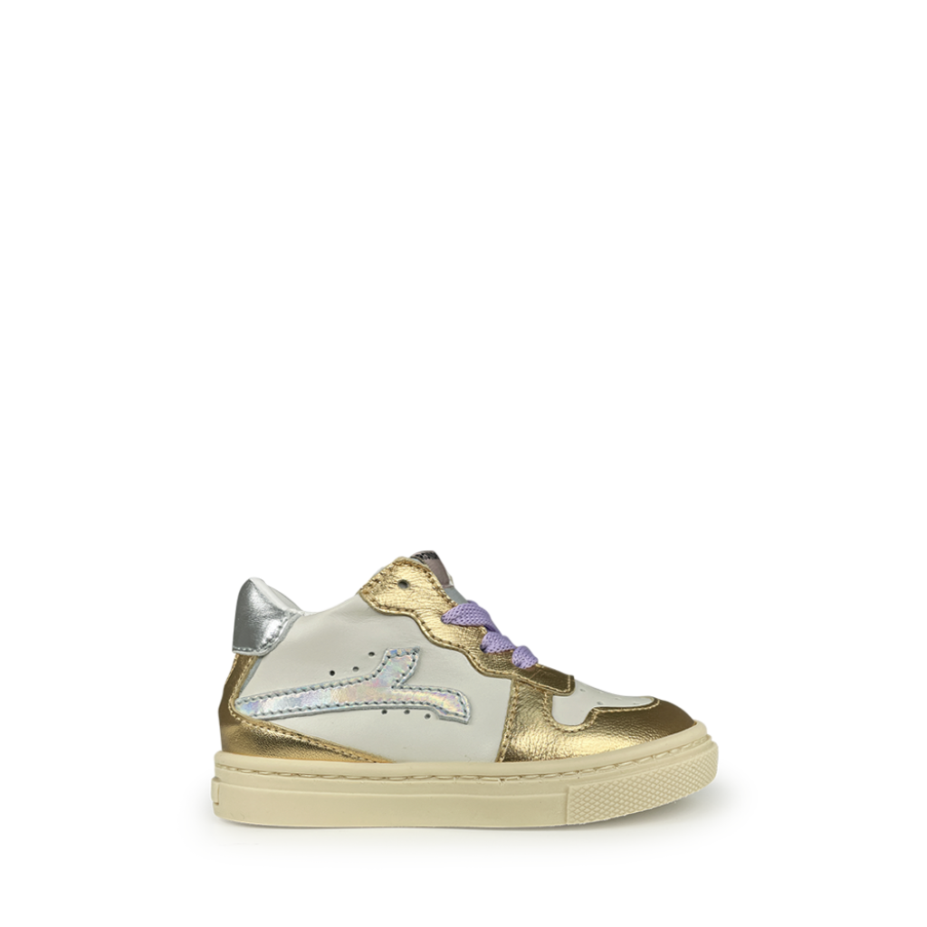 Rondinella - Semi-high sneaker white and gold