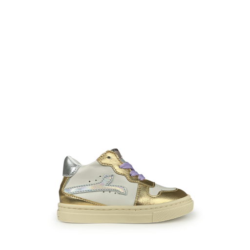 Kids shoe online Rondinella trainer Semi-high sneaker white and gold