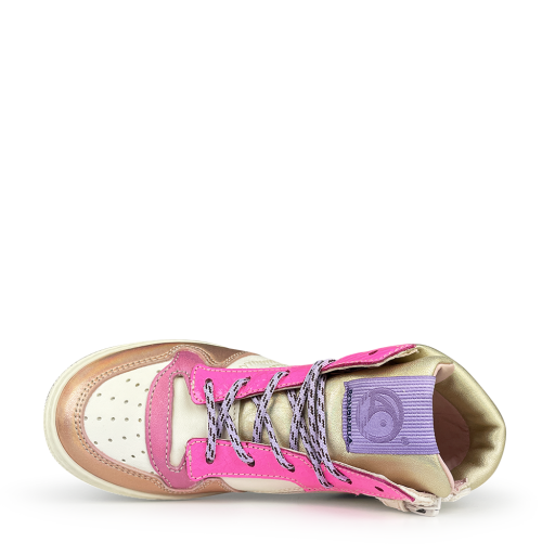 Rondinella sneaker Witte sneaker roze, goud en jeans