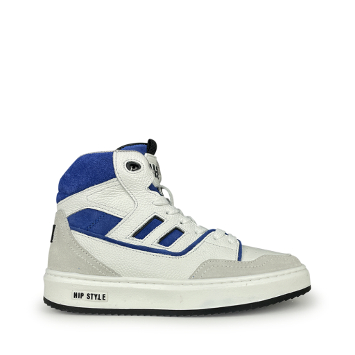 Kinderschoen online HIP sneaker Hoge witte sneaker met blauwe accenten