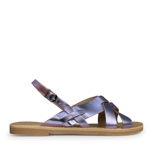 Kids shoe online Théluto sandals Purple metallic leather slippers