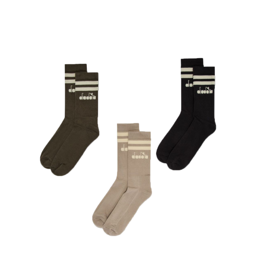 Kinderschoen online Diadora korte kousen 3 paar kousen (zwart, beige en kaki)