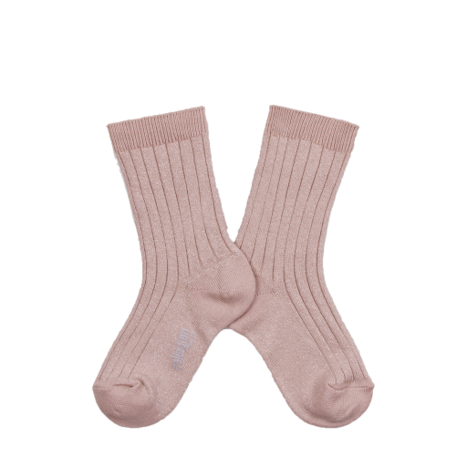 Kids shoe online Collegien short socks Shiny stockings with silver speckle - Vieux rose