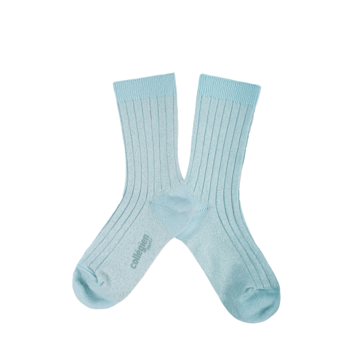 Kids shoe online Collegien short socks Shiny blue stockings with silver speckle - Glacier