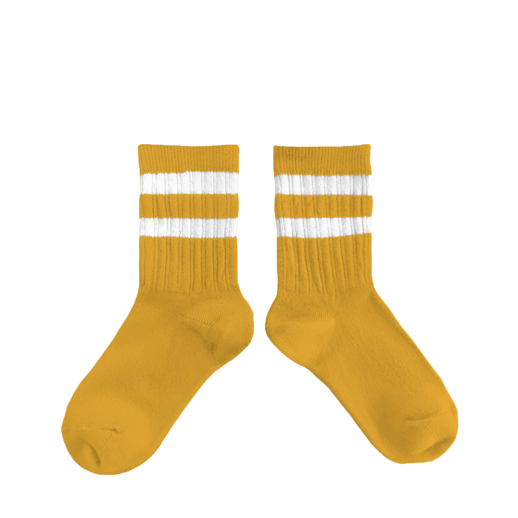 Collegien - Ochre sport socks with stripes - Curcuma
