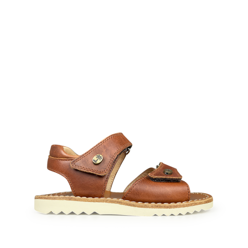 Kinderschoen online Pom d'api sandalen Bruine sandaal op witte zool