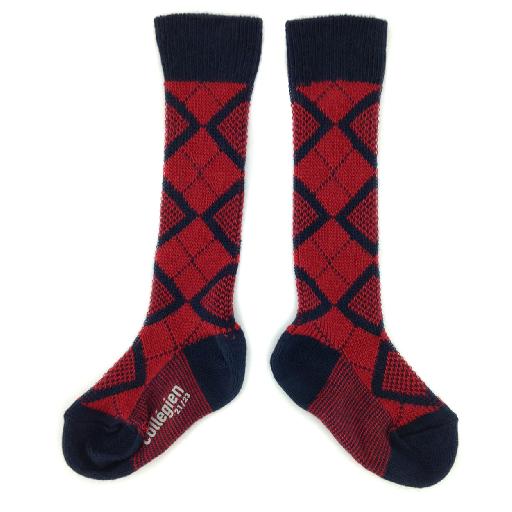 Kids shoe online Collegien knee socks Long socks red/black