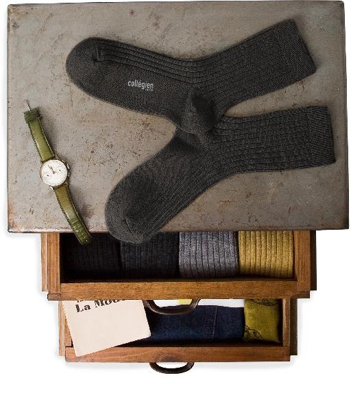 Collegien short socks Half-high stockings wool-cashmire smoky