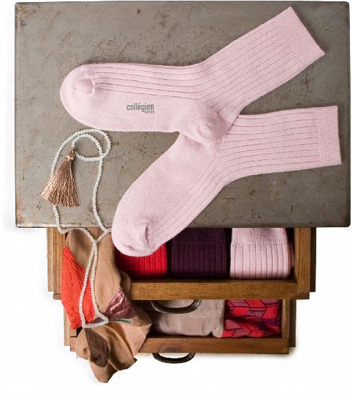 Collegien short socks Half-high stockings wool-cashmire rose tendresse