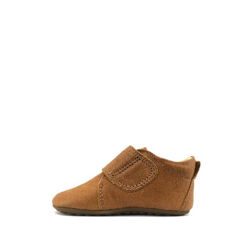Pompom slippers Leather slipper in cognac