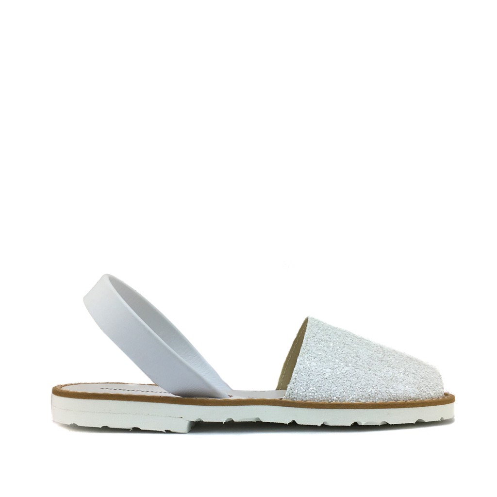 Minorquines - Sandal in white glitter