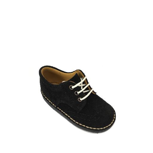 Eli lace-up shoes Lace shoe in black nubuck with beige stitching
