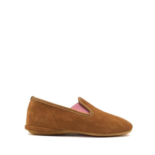 Kids shoe online Gallucci slippers Suede slipper with pink accent