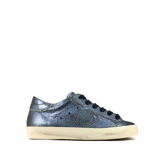 Kids shoe online Philippe Model trainer Low metallic sky blue sneaker