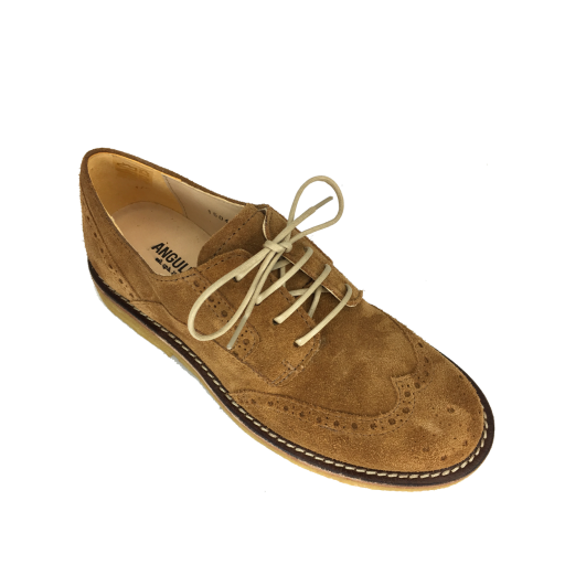 Angulus Derby's Lace shoe in nubuck cognac with brogues