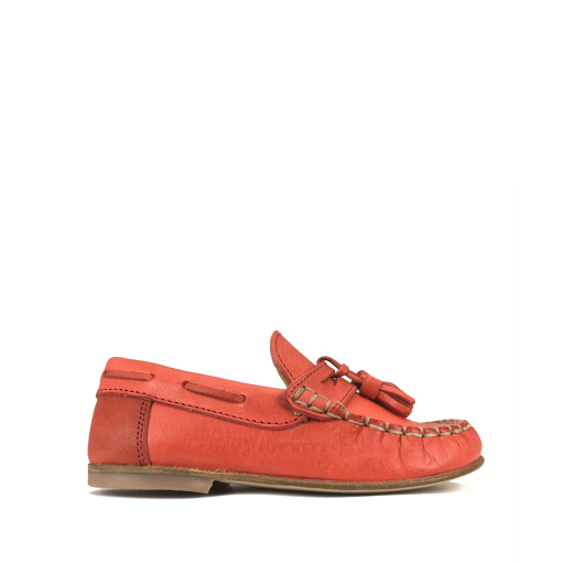 Kids shoe online Ocra loafers Coral red loafer met tassels