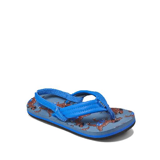 Kids shoe online Reef slippers Bue flip flops with dino print