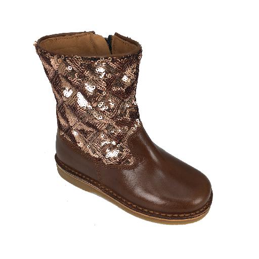 Eli boot Semi-high brown boot with sequins