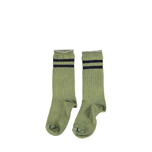 Kinderschoen online Piupiuchick korte kousen Kaki groen gestreepte kousen