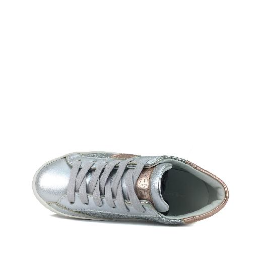 Philippe Model trainer Glitter lace sneaker in silver and rose gold