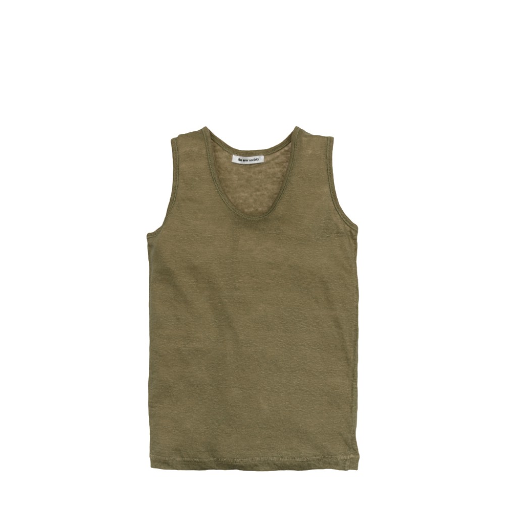 The new society tops Linen tank top green