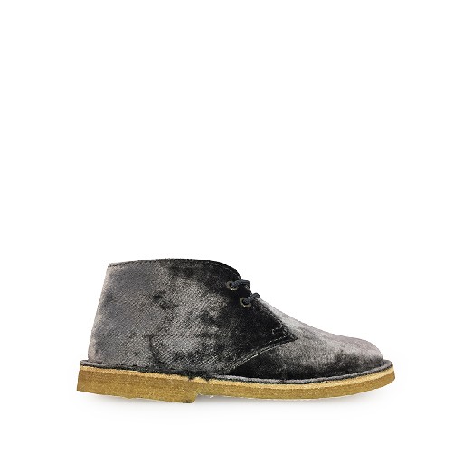 Kids shoe online Two Con Me by Pepe Derby's Desert boot in grey velvet