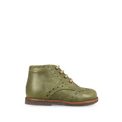 Kids shoe online Beberlis first walkers First stepper in moss green with brogues