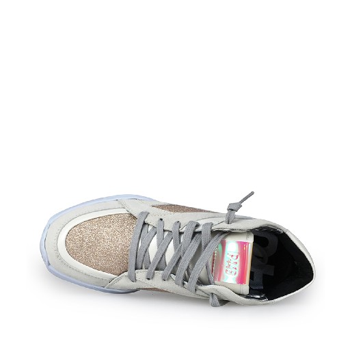 P448 trainer Dad sneakers in white and ros glitter