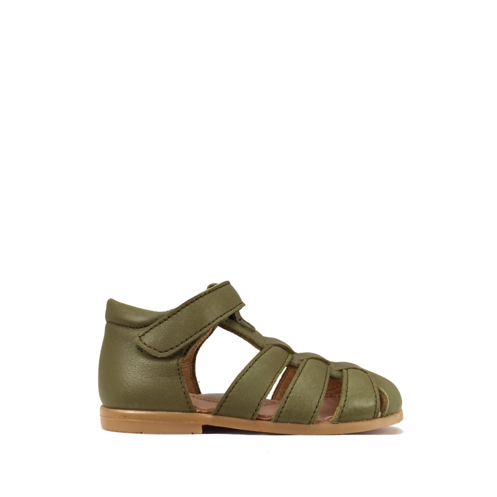 Two Con Me by Pepe - Closed olive green toddler's sandal