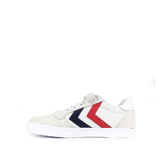 Hummel trainer Off white lace sneaker with v-stripes and velcro