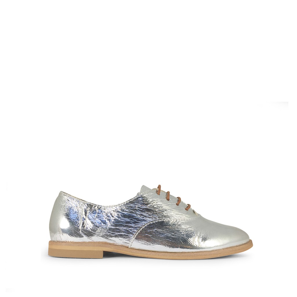 Beberlis - Elegant patent silver derby shoe