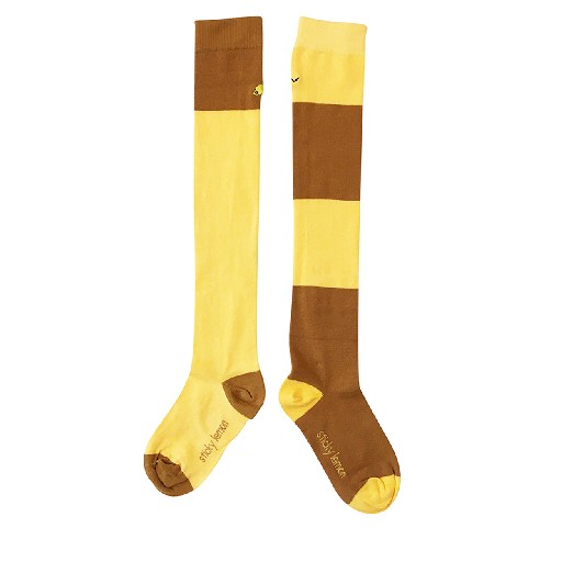 Kids shoe online Sticky Lemon knee socks Knee socks vertical stripes caramel fudge