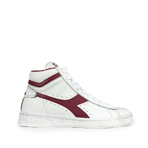 Kids shoe online Diadora trainer Semi-high white sneaker with burgundy logo