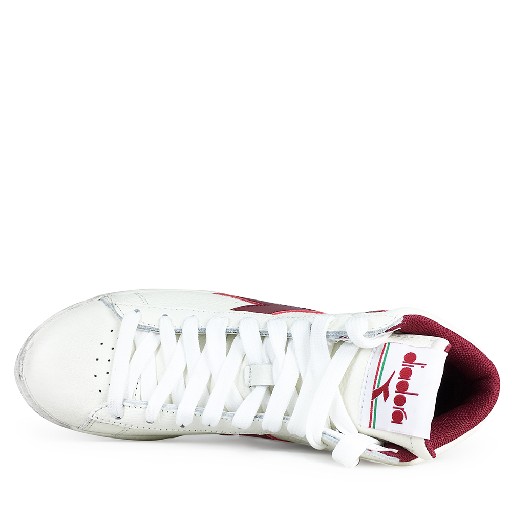 Diadora sneaker Halfhoge witte sneaker met bordeaux logo