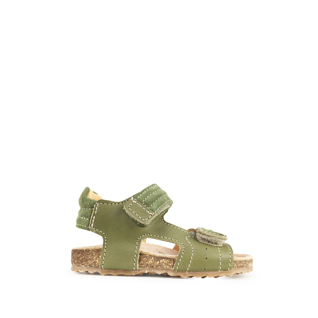 Ocra - Green first step sandal with velcro