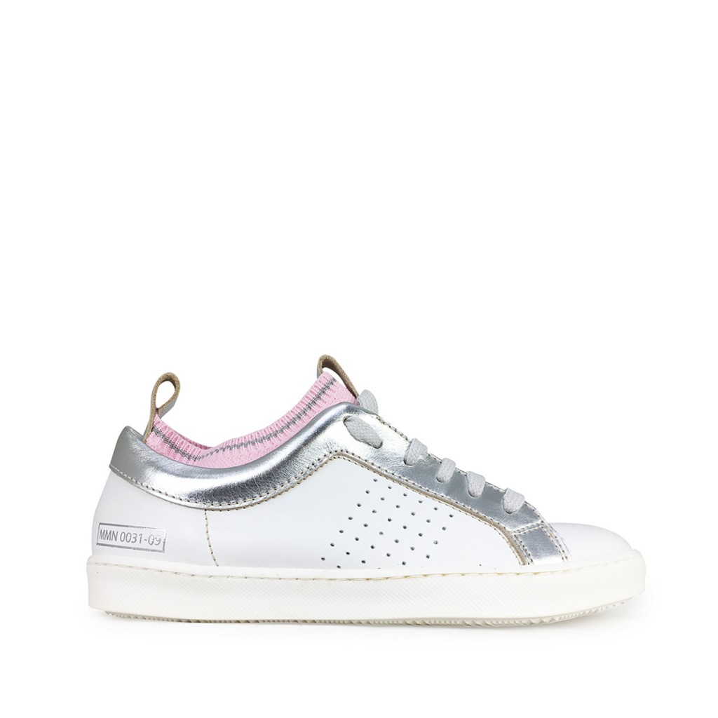 Momino - Witte sneaker met zilver en roze detail