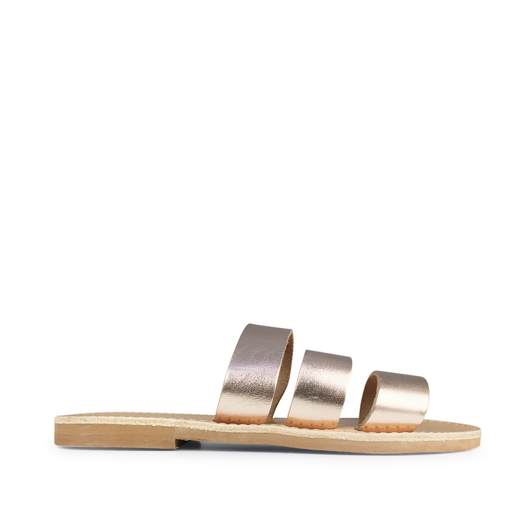 Thluto - Stylish copper-coloured leather slippers