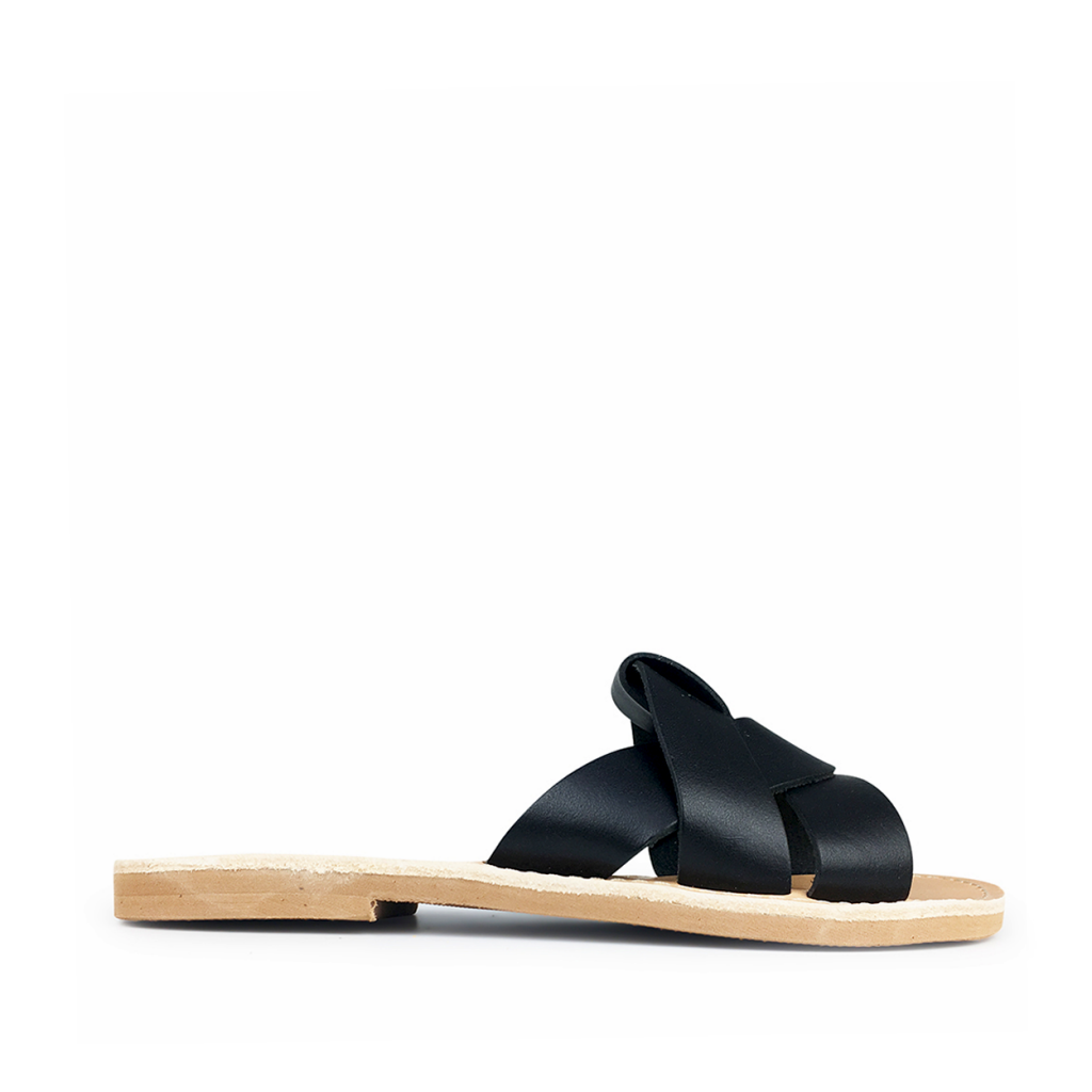 Théluto sandalen Stijlvolle zwarte lederen slippers
