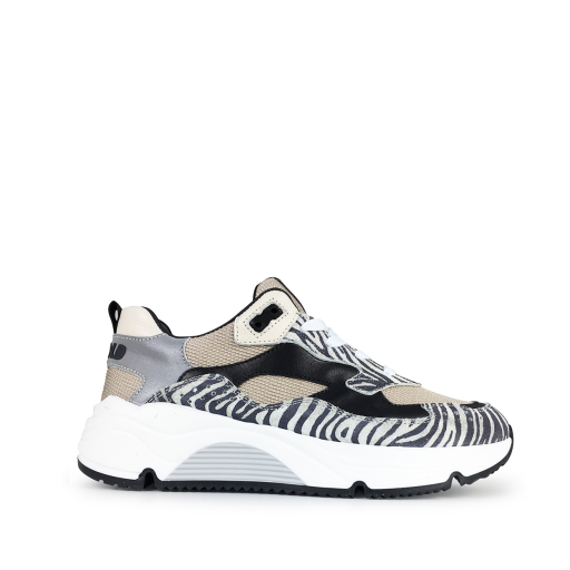 Kids shoe online Rondinella trainer Zebra chunky sneaker with beige and black detail