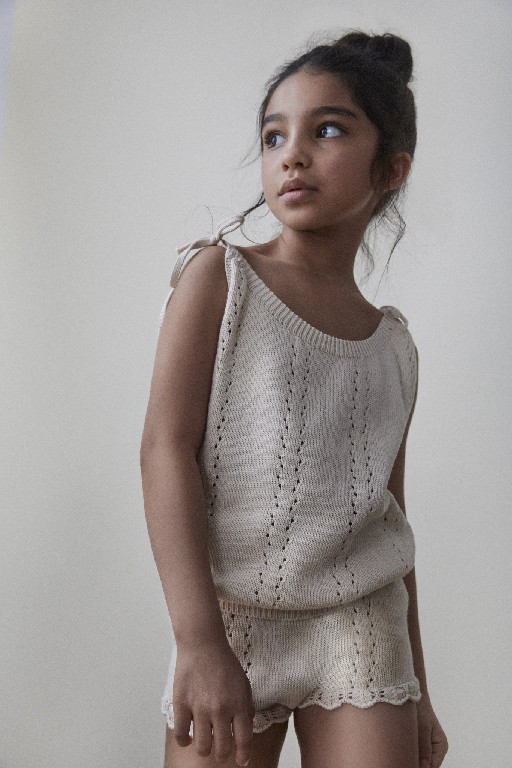 The new society tops Beige knitted top