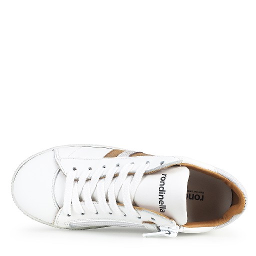 Rondinella trainer White sneaker with brown accents