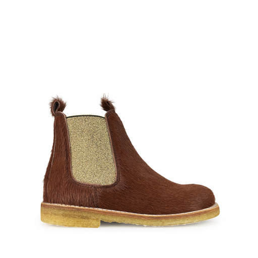 Kids shoe online Angulus short boots Brown pony chelsea boot